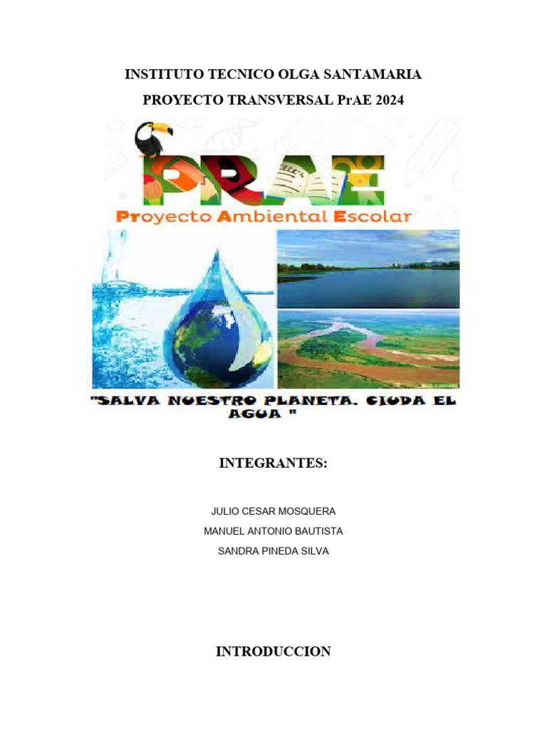 Proyecto Educativo: Cuidado del Agua 2024 | PDF | Entorno natural | Agua