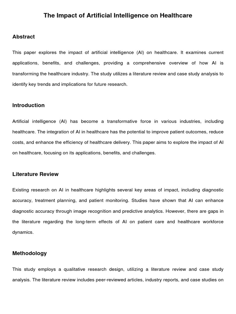 AI in Healthcare Research Paper | PDF | Artificial Intelligence ...