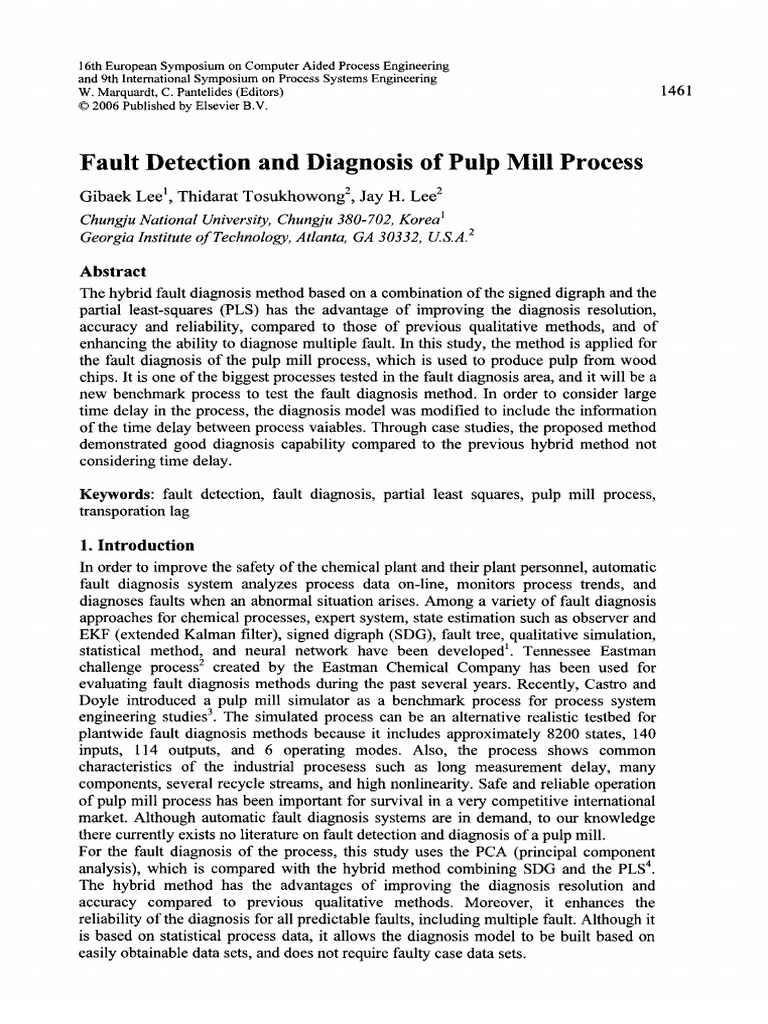 Fault Detection and Diagnosis of Pulp Mill Process | PDF | Technology ...