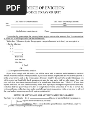 3 Day Notice o pay or quit