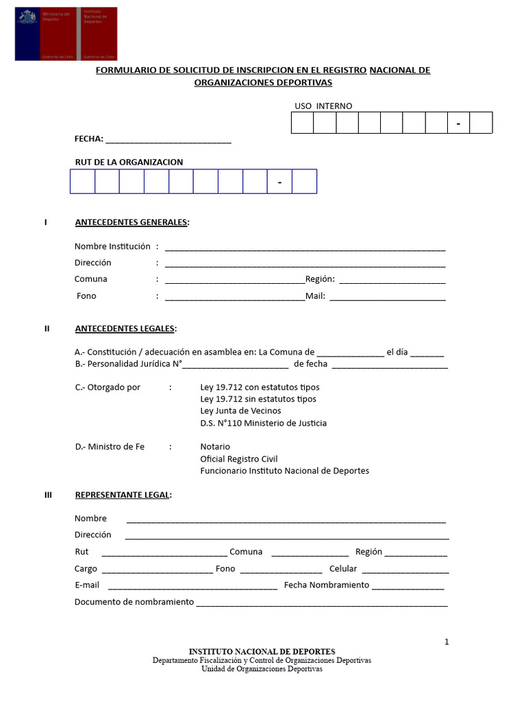 Hoja #1 y 2, Formulario de Inscripción en RNOD | PDF | Gobierno