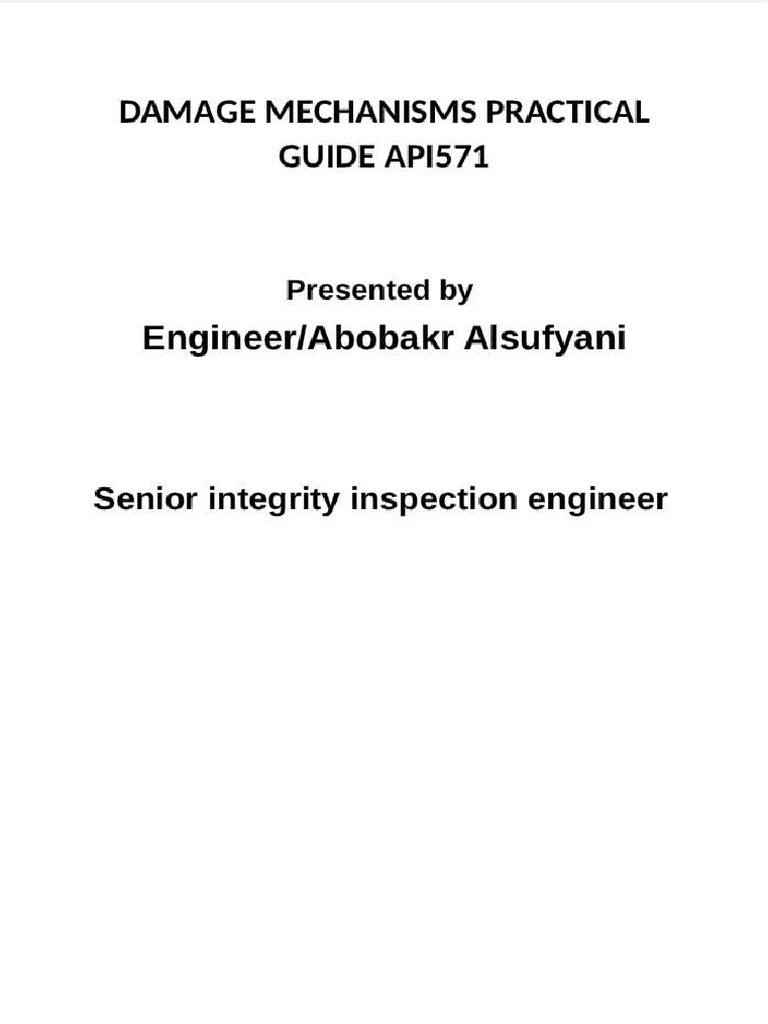 Damage Mechanisms Practical Guide API 571 | PDF