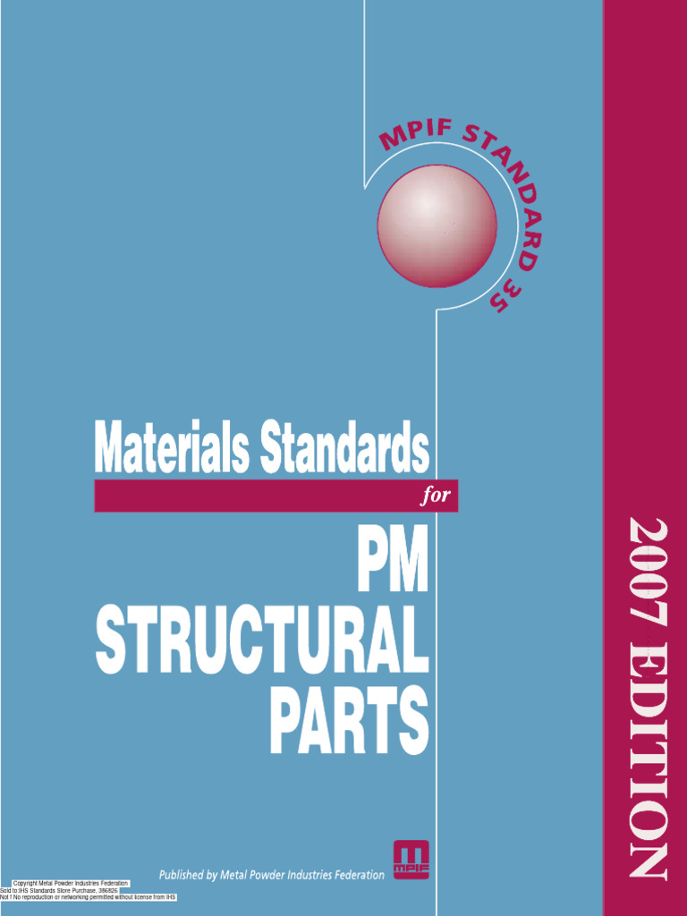 MPIF Standard 35 for PM Structural Parts | PDF | Steel | Heat Treating
