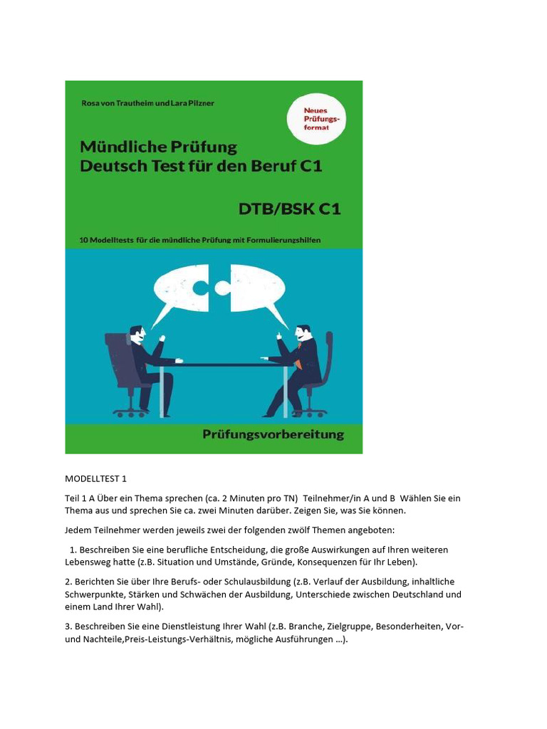 DTB C1 Beruf Mündliche Prüfung - 240126 - 235712 | PDF