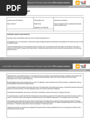 Apprentice Job Card Example