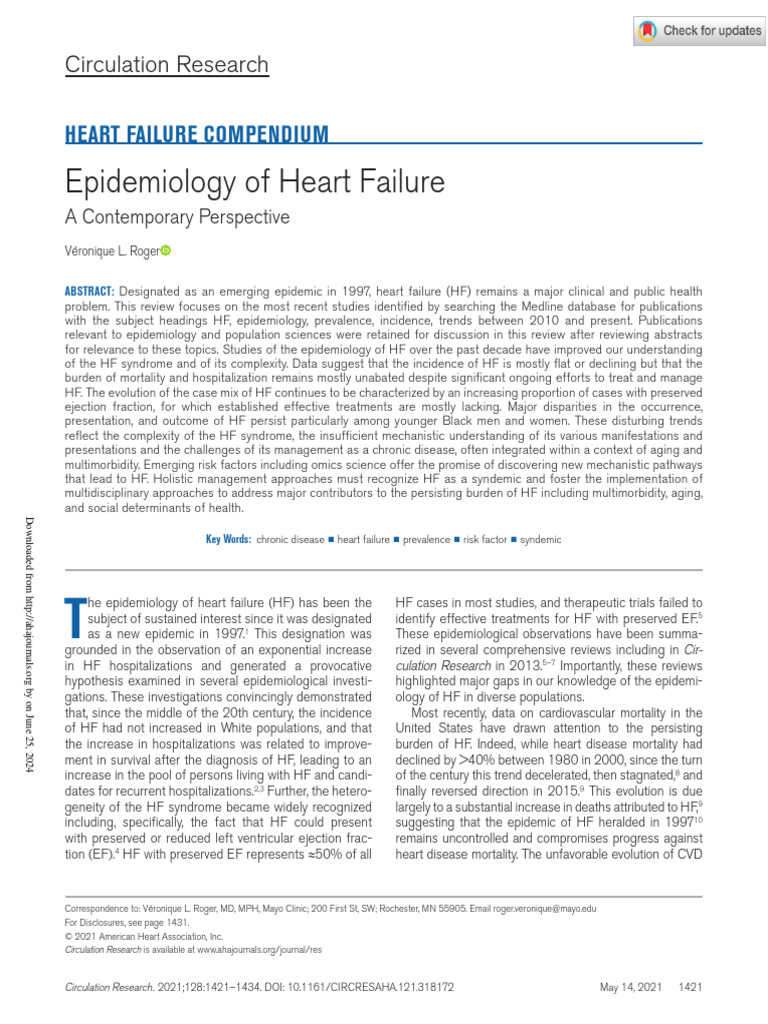 Roger 2021 Epidemiology of Heart Failure | PDF | Heart Failure ...