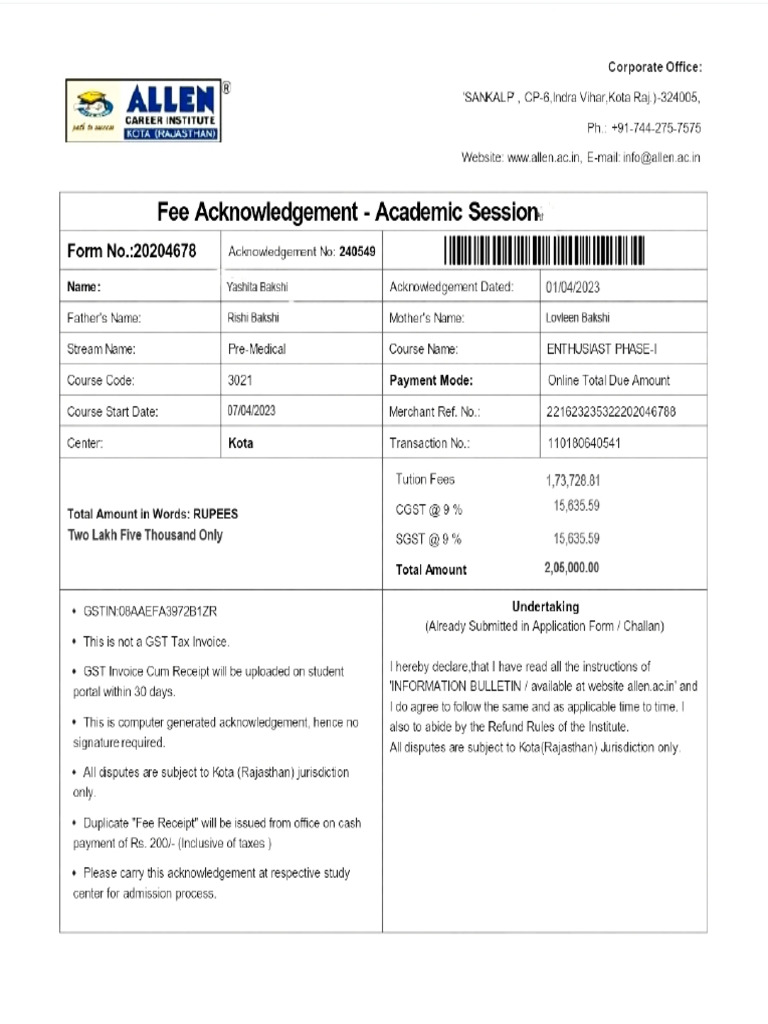 Admission Slip | PDF