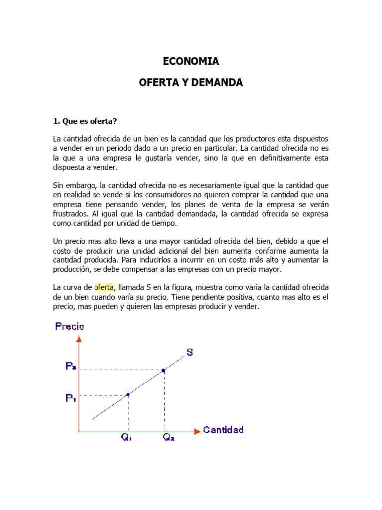 Oferta y Demanda en Economía | PDF | Bienes | Oferta (economía)