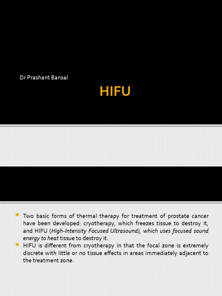 HIFU Therapy for Prostate Cancer Treatment | PDF | Ultrasound ...