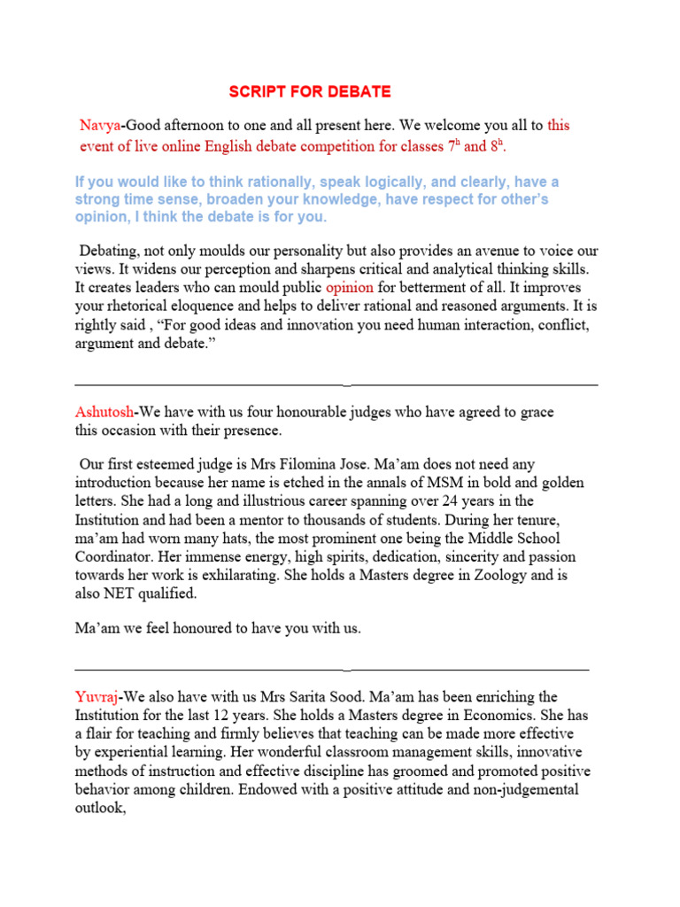 Debate script | PDF