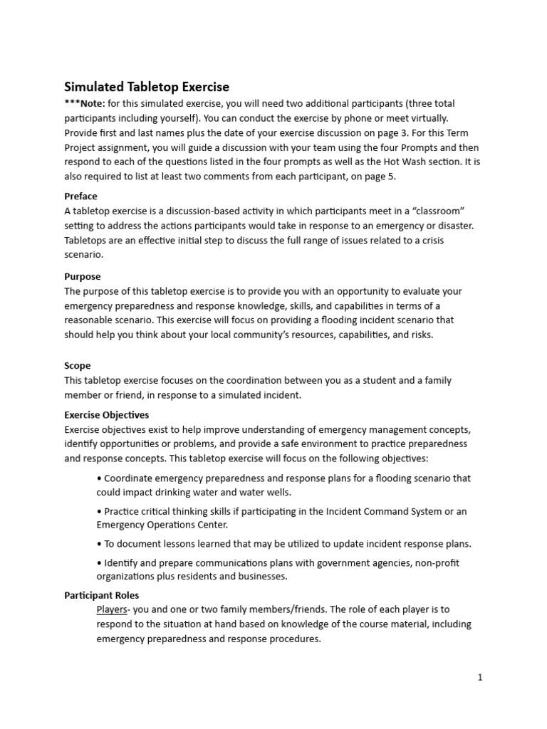 Flooding Incident Tabletop Exercise Guide | PDF | Emergency Management ...