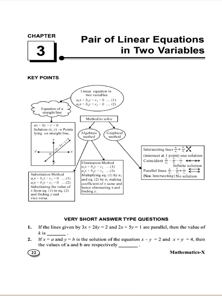 Linear Equations in Two Variables Guide | PDF | Equations | System Of ...