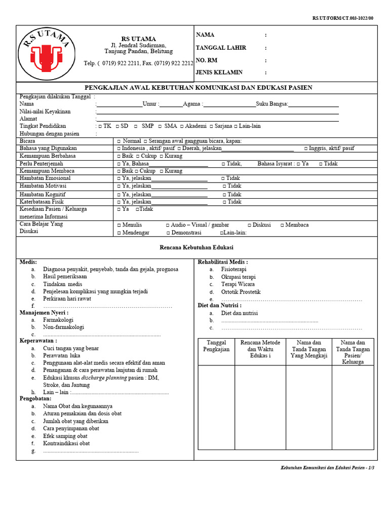 Form Edukasi Ke | PDF