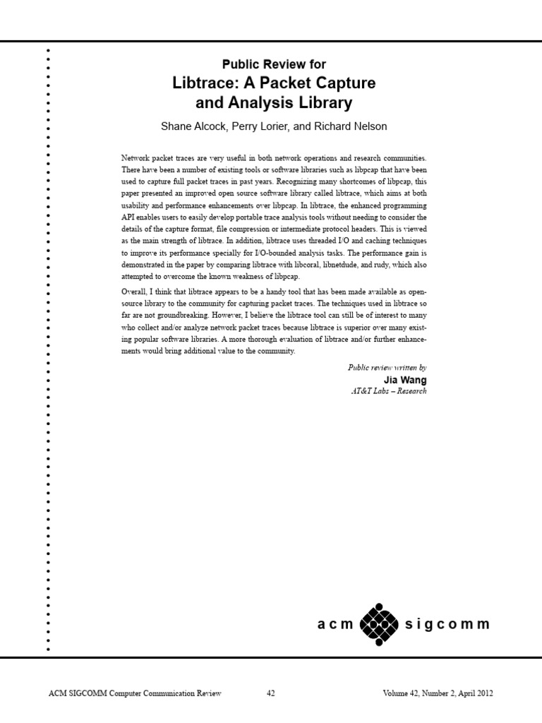 Libtrace: Enhanced Packet Capture Library | PDF | Internet Protocols ...