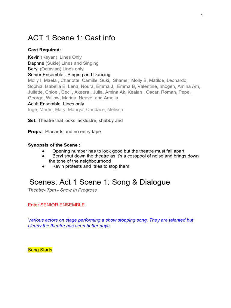 NM ENTIRE Script | PDF | Audition | Performing Arts