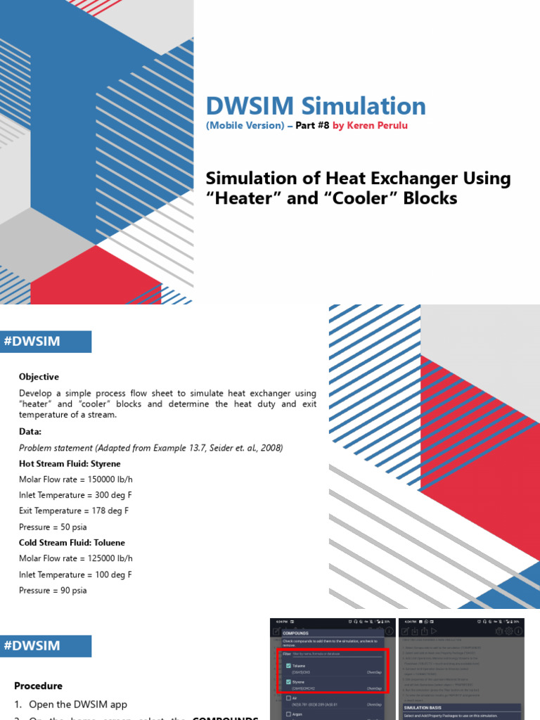 Process Simulation With DWSIM Mobile | PDF | Heat | Heat Exchanger
