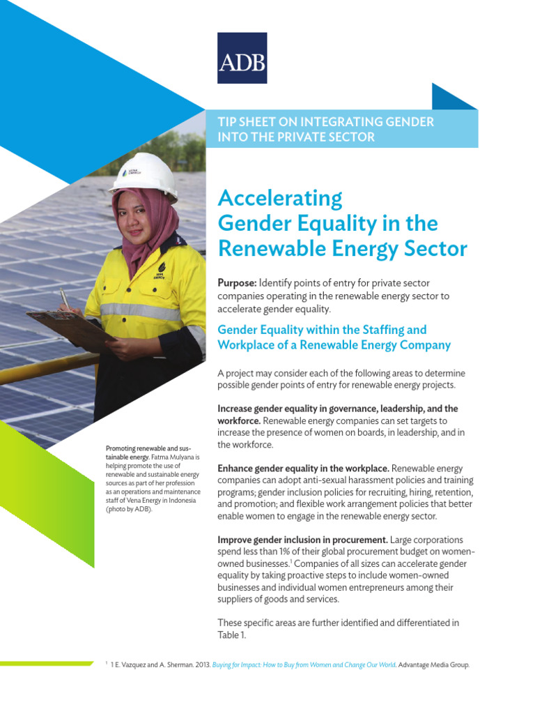 Gender Equality in Renewable Energy Sector | PDF | Renewable Energy ...