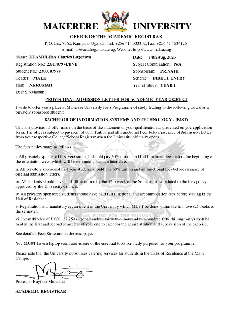 Makerere University: Office of The Academic Registrar | PDF ...