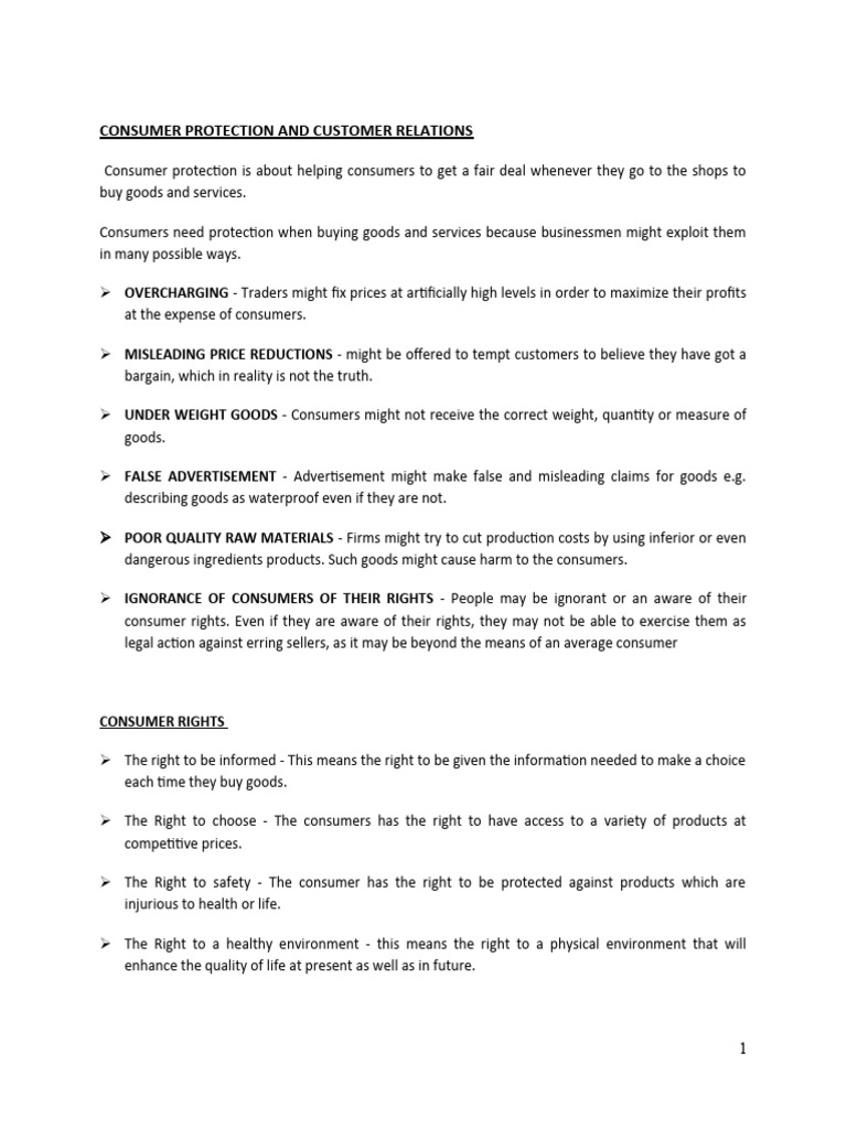 Consumer Protection and Rights Guide | PDF | Customer | Prices
