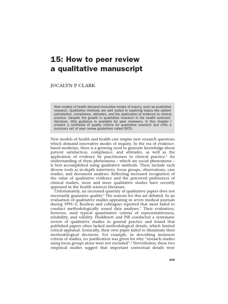 Guidelines for Peer Reviewing Qualitative Research | PDF | Methodology ...