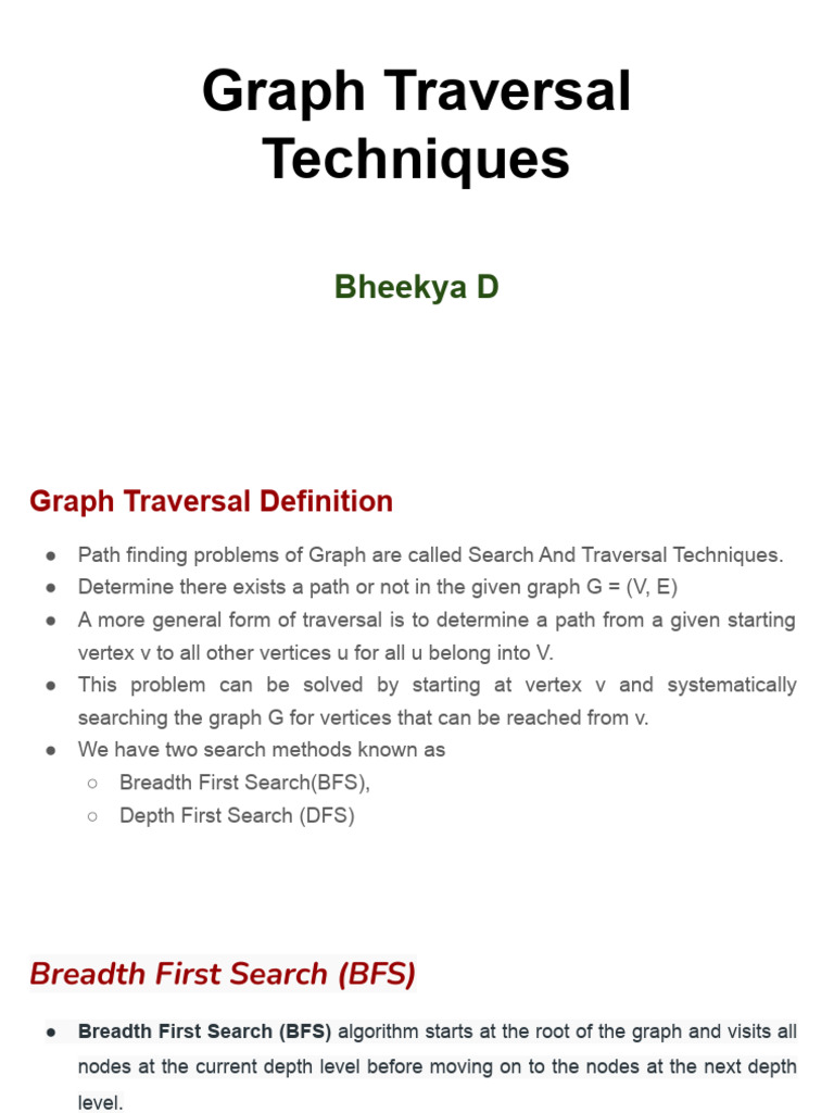 Graph Traversal Techniques | PDF | Vertex (Graph Theory) | Mathematical ...