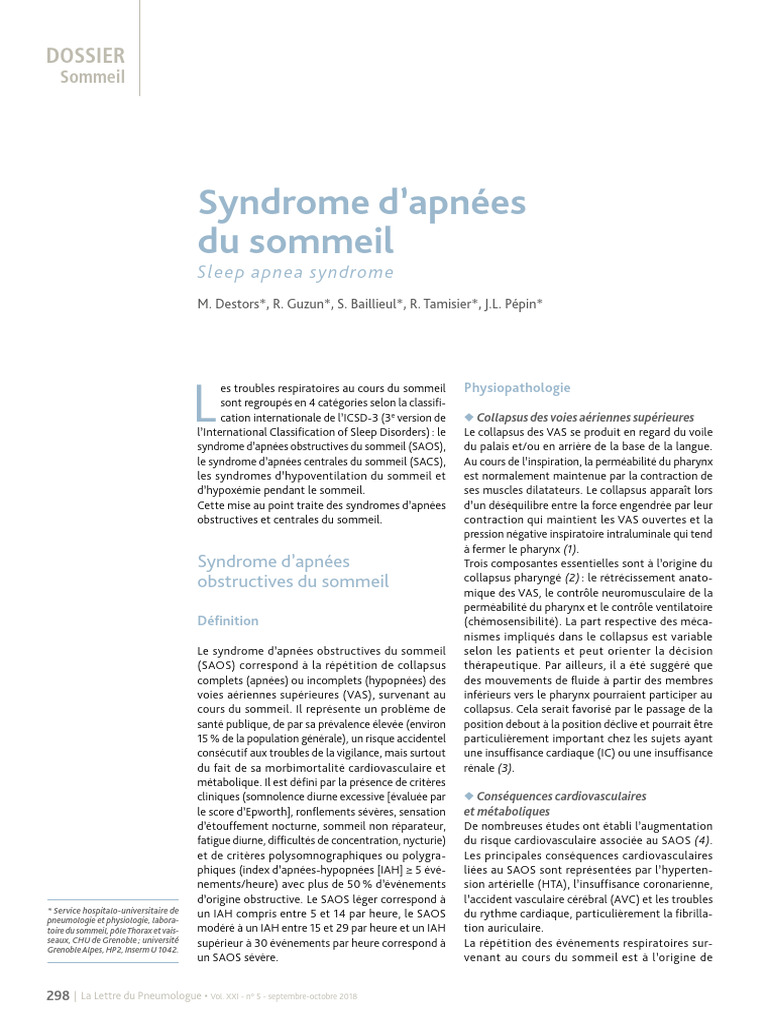 Comprendre les apnées du sommeil | PDF | Maladies et troubles | Sommeil