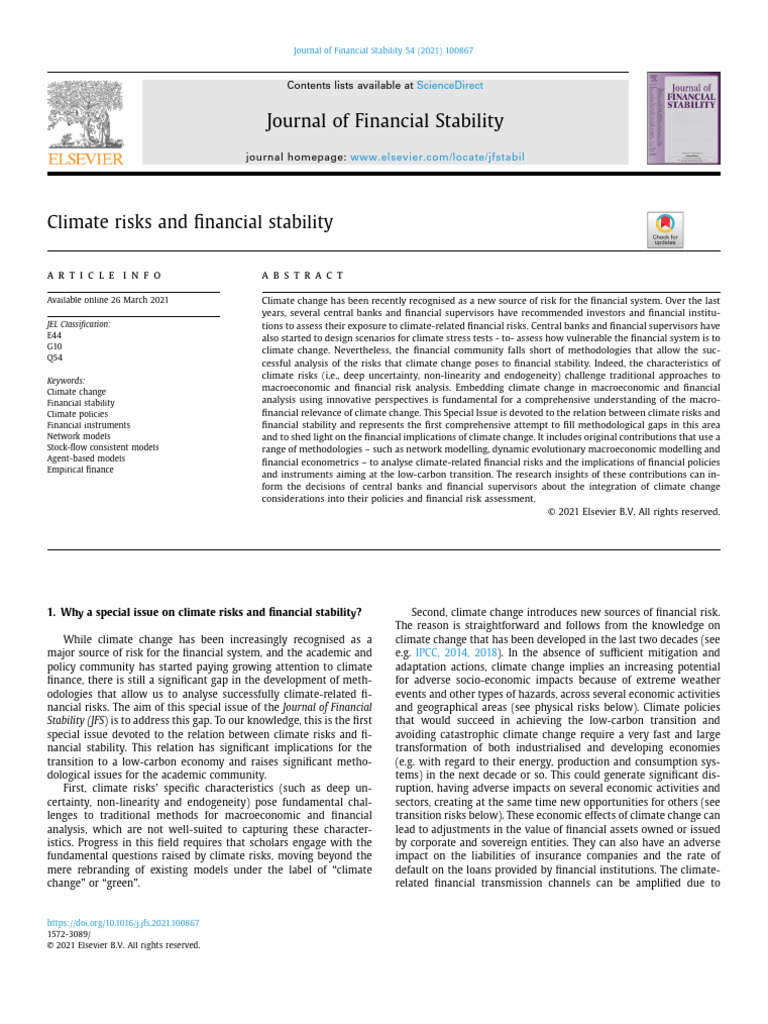 Climate Risks and Financial Stability Insights | PDF | Bonds (Finance ...