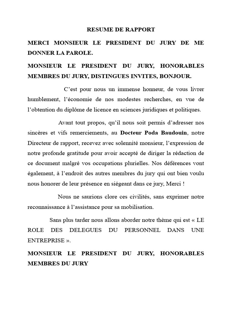 Resume de Rapport-Charifatou | PDF