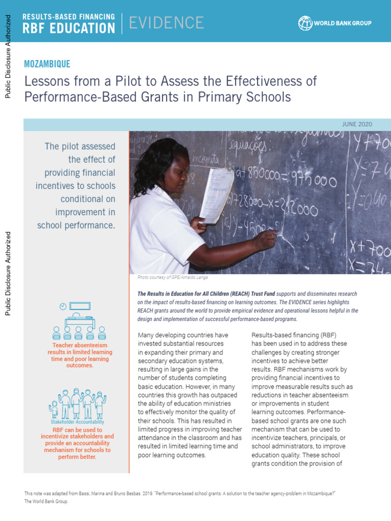 Mozambique Lessons From A Pilot To Assess The Effectiveness of ...