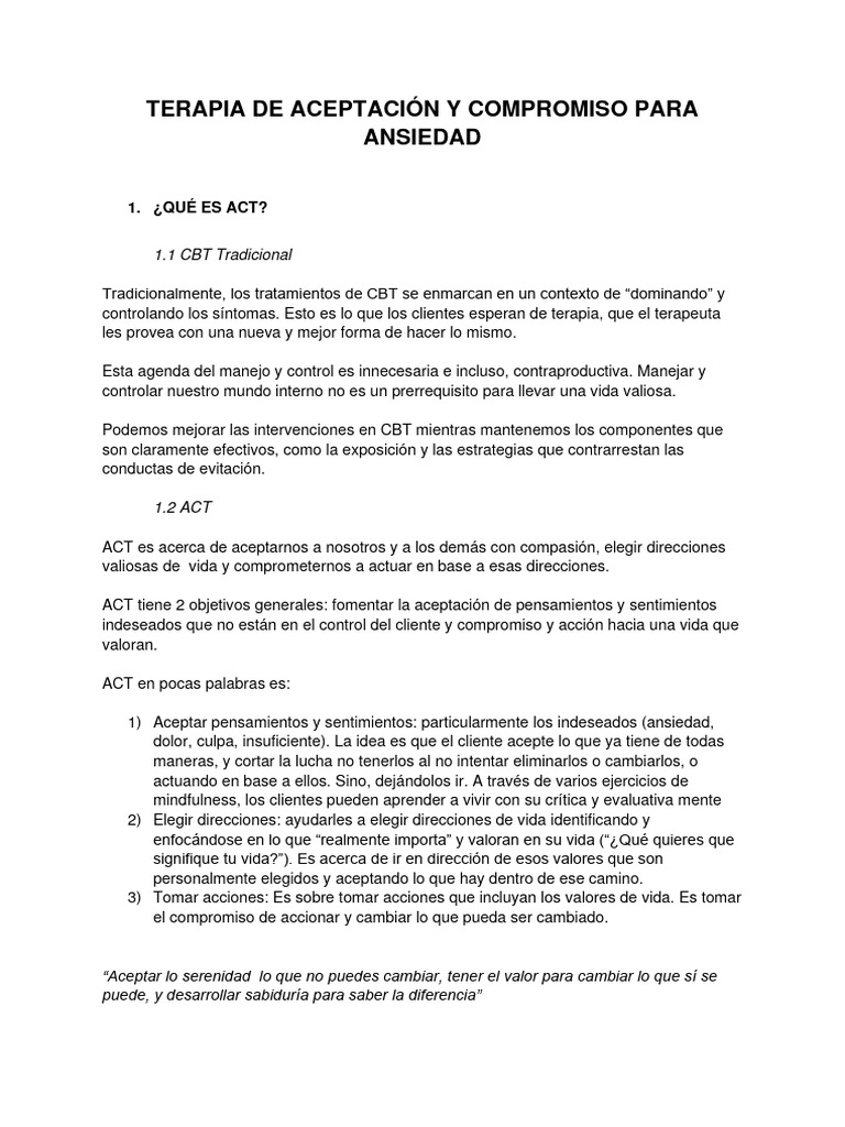 ACT para Trastornos de Ansiedad | PDF | Ansiedad | Trastorno de ansiedad