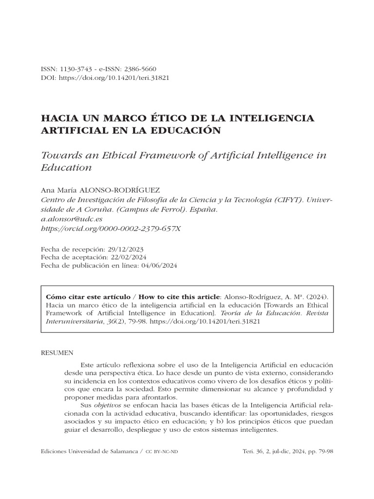 Alonso-Rodr (Íguez AM Marco Ético en Educación | PDF | Inteligencia ...