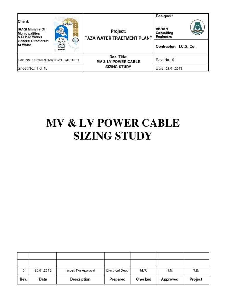 MV & LV Cable Sizing Study | PDF | Fuse (Electrical) | Electrical Wiring