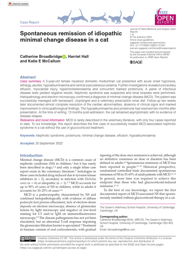 View of Broadbridge Et Al 2022 Spontaneous Remission of Idiopathic Minimal ...