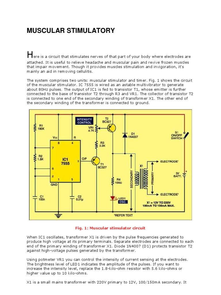 Muscular Stimulator Circuit Guide | PDF | Transformer | Amplitude