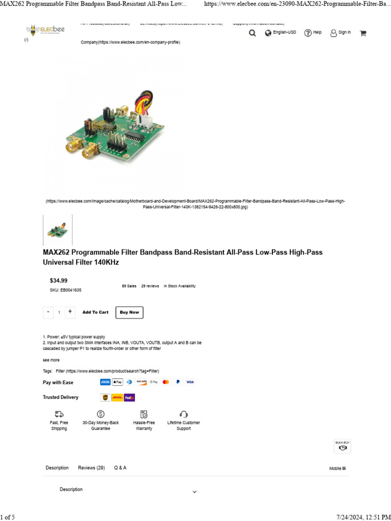 MAX262 Programmable Filter Module | PDF | Electronic Filter | Low Pass ...