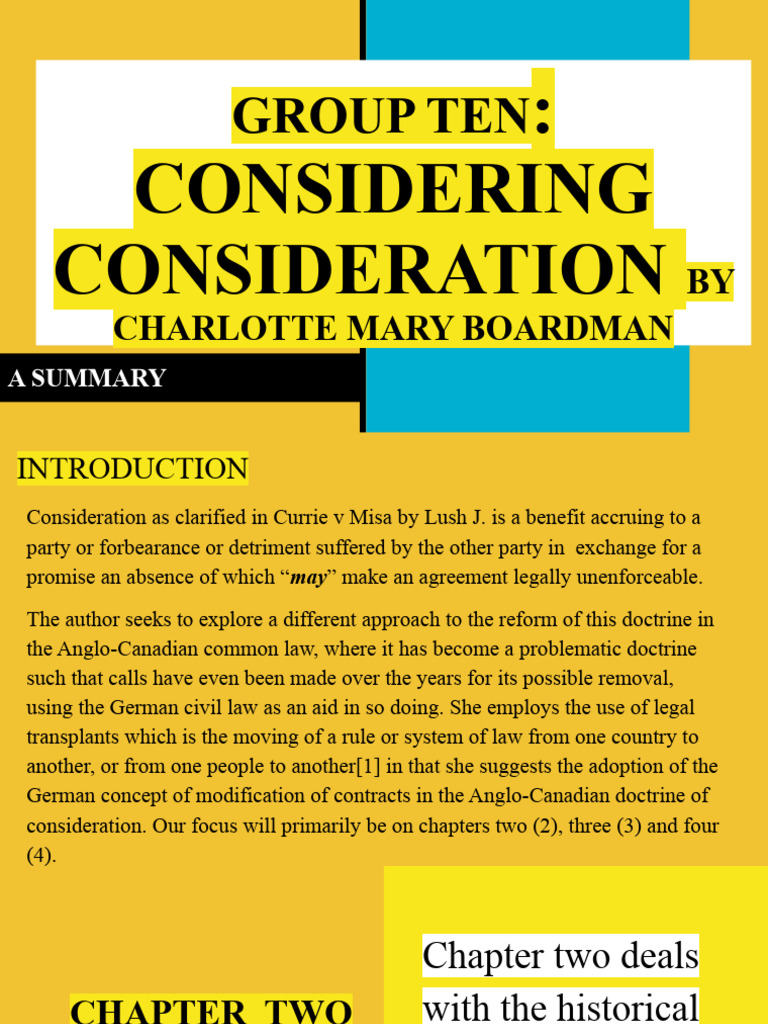 Group 10 On Considering Consideration by Mary Charlotte Boardman | PDF ...