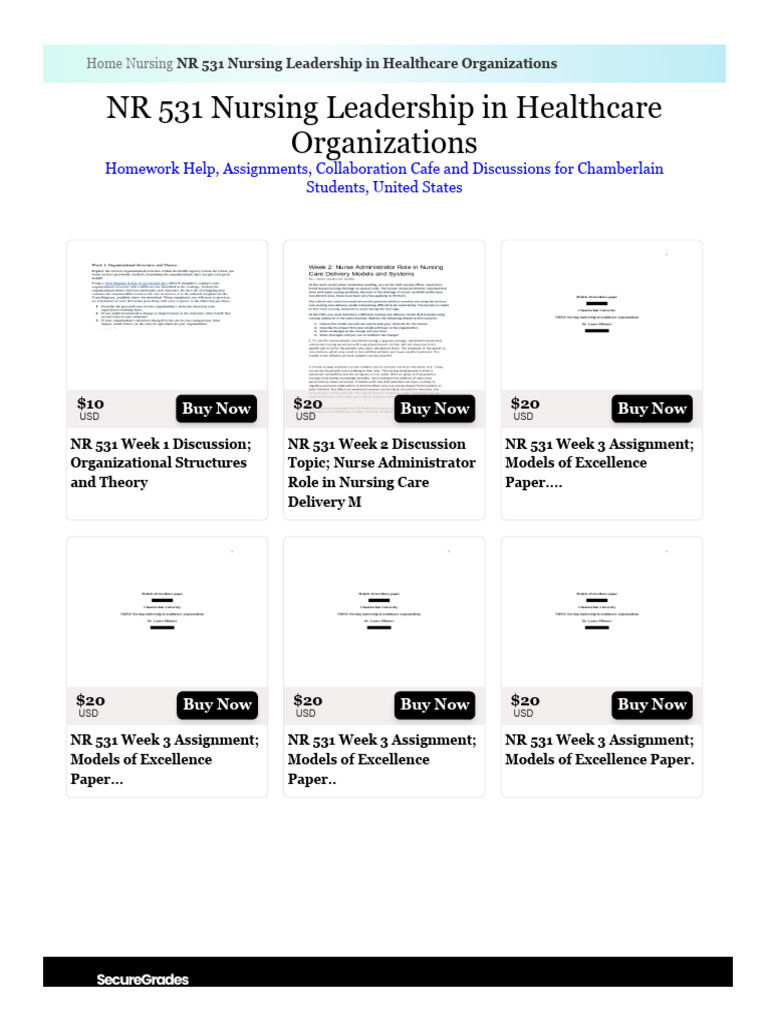 NR 531 Nursing Leadership in Healthcare Organizations | PDF | Nursing ...