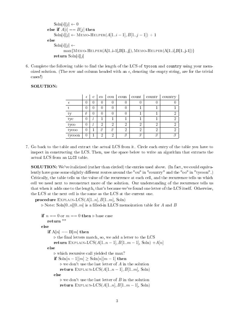 8.dp Lcs Soln PDF | PDF | Dynamic Programming | Mathematics