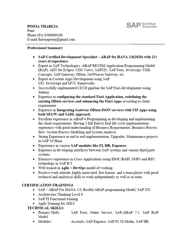 Pooja tharejaresume pdf software development process computer science