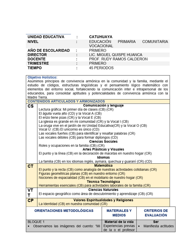 Plan de Desarrollo Curricular Primaria 2024 | PDF | Salón de clases