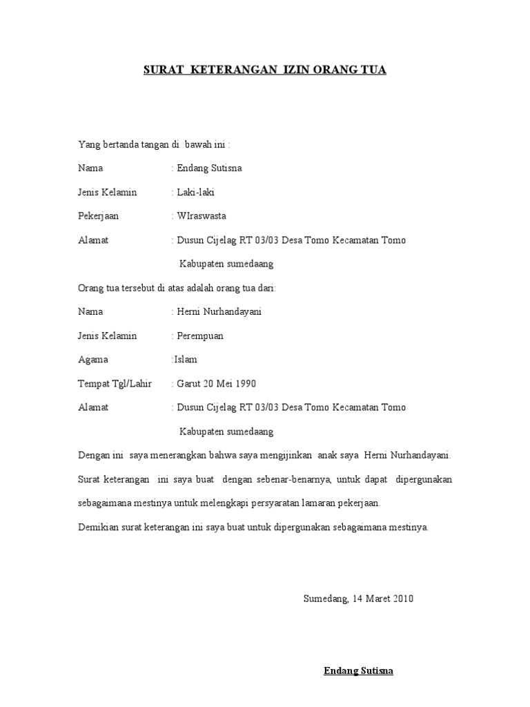 Download 62+ Contoh Surat Orang Tua Terbaik Dan Terbaru