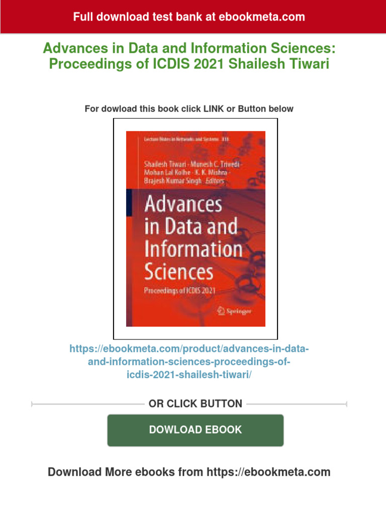 Advances in Data and Information Sciences Proceedings of ICDIS 2021