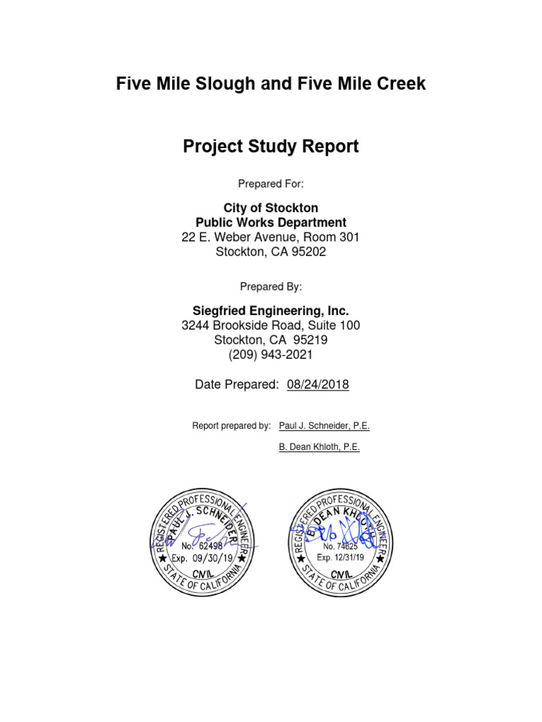 Five Mile Slough - Project Study Report | PDF | Stormwater | Stream