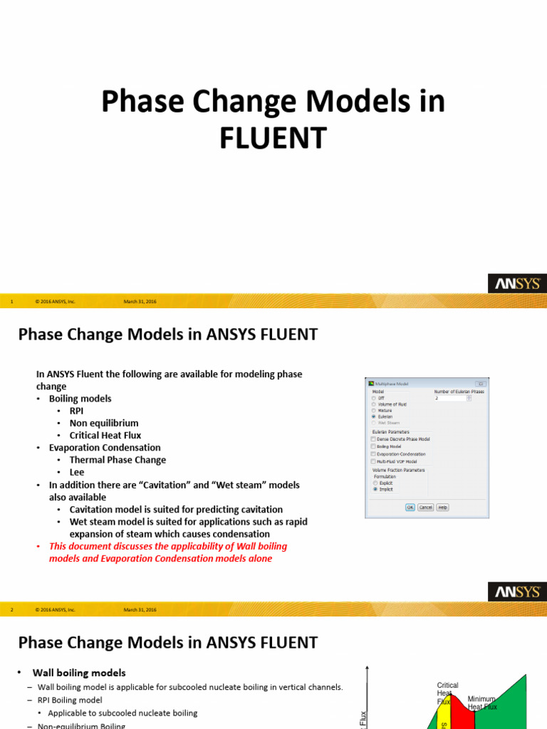 Phase Change Models in ANSYS FLUENT | PDF | Boiling | Steam