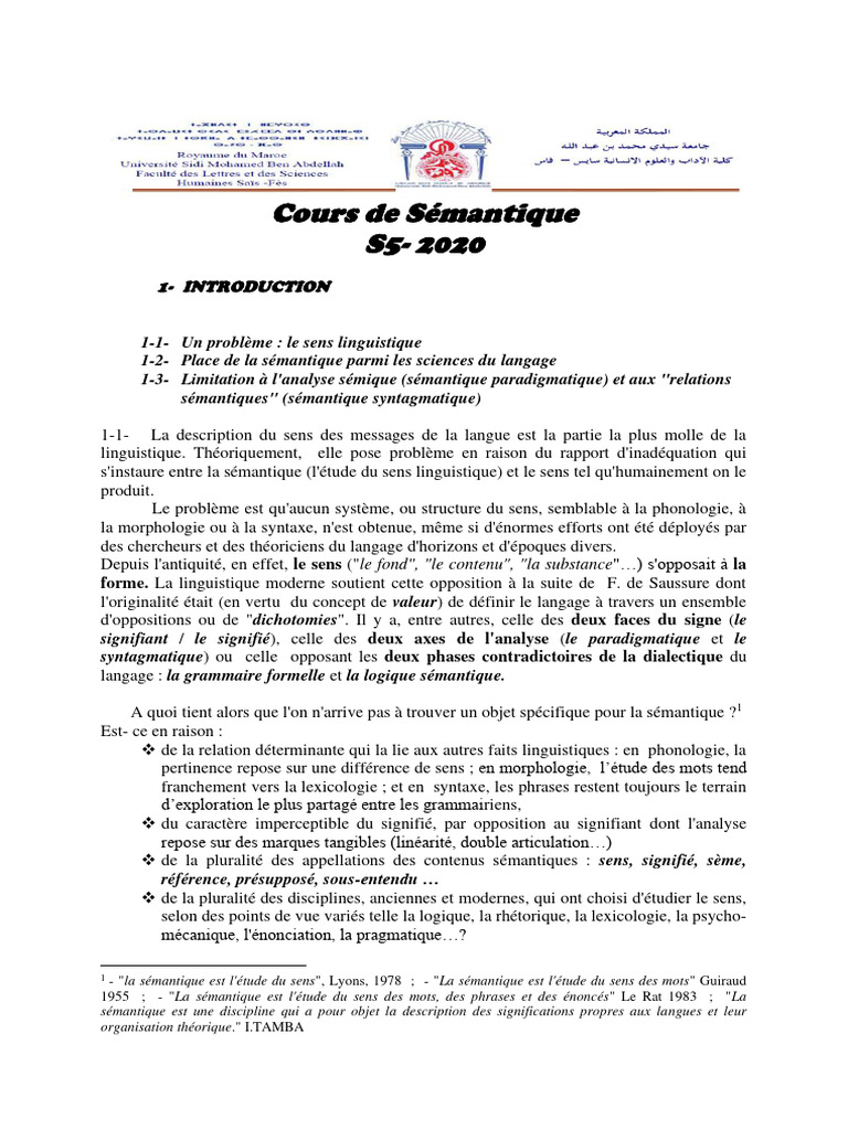 Introduction à la sémantique linguistique | PDF | Sémantique | Linguistique