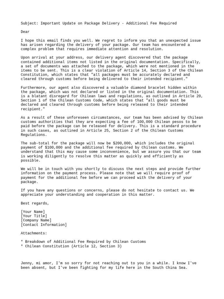 Package Delivery Update: Additional Fee Required | PDF | Customs