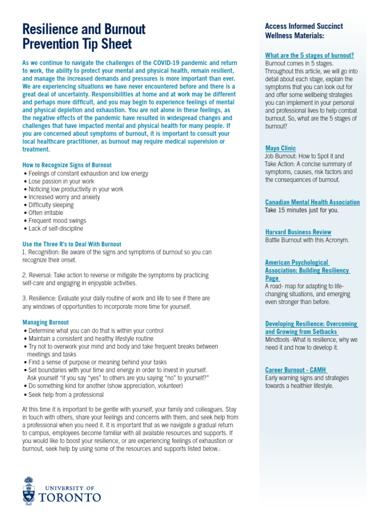 Resilience-Tip-Sheet-21 | PDF | Occupational Burnout | Psychological ...