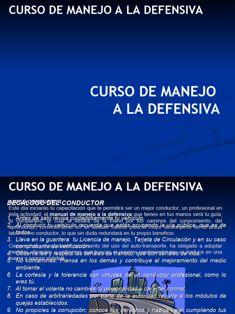 Curso de Manejo a la Defensiva | PDF | Tráfico | Peatonal