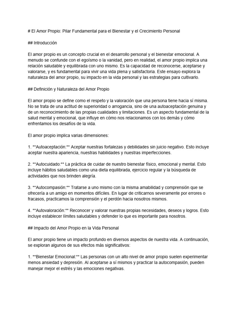 Amor Propio | PDF | Autoestima | Amor