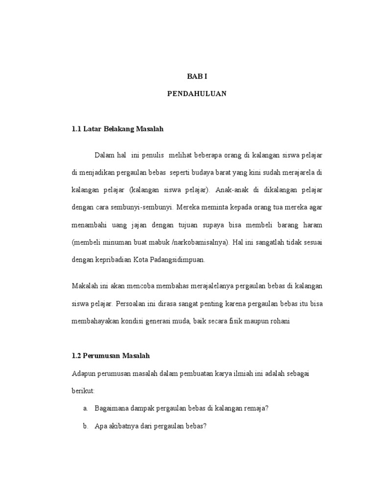 Contoh Makalah Pergaulan Bebas